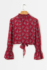 Load image into Gallery viewer, Floral High Neck Knot Blouse
