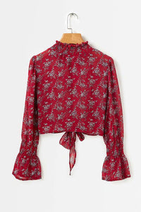 Floral High Neck Knot Blouse