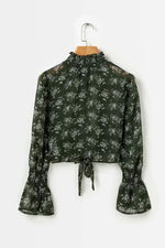 Load image into Gallery viewer, Floral High Neck Knot Blouse
