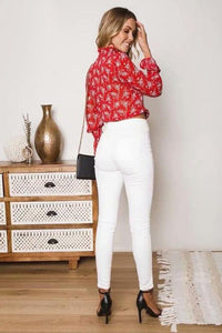 Floral High Neck Knot Blouse