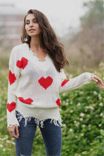 Load image into Gallery viewer, V-Neck Heart-Shaped Knit Sweater
