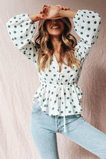 Load image into Gallery viewer, Polka Dot Lantern Sleeve Blouse
