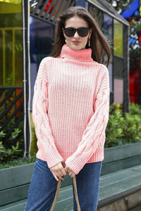 Solid Color High Collar Sweater