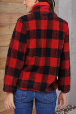 Load image into Gallery viewer, High-Collar Checked Plush Plaid Sweater
