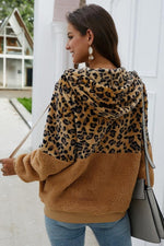Load image into Gallery viewer, Leopard Zipper Hooded Fluffy Coat
