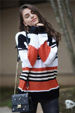 Load image into Gallery viewer, Rainbow Stitching Knitted Commuter Loose Sweater
