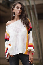 Load image into Gallery viewer, Loose Stitching Knitted Rainbow Sweater
