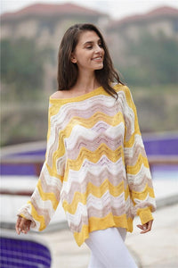 Striped Knitted Loose Hollow Thin Sweater