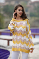 Load image into Gallery viewer, Striped Knitted Loose Hollow Thin Sweater
