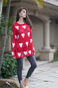 Loving Pattern Knitted Loose Hollow Thin Sweater