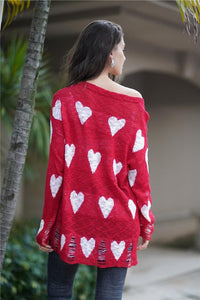 Loving Pattern Knitted Loose Hollow Thin Sweater