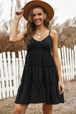 Load image into Gallery viewer, Spaghetti Straps Ruched Ruffled Mini Dress
