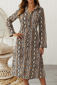 Long Sleeved Leopard Maxi Dress