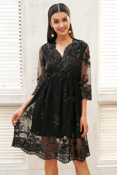 Long Sleeve Sequin Dress – TheGlamourLady.com