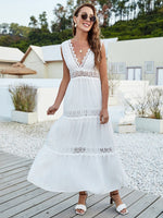 Load image into Gallery viewer, V-back A-line Contrast Lace Swing Dress

