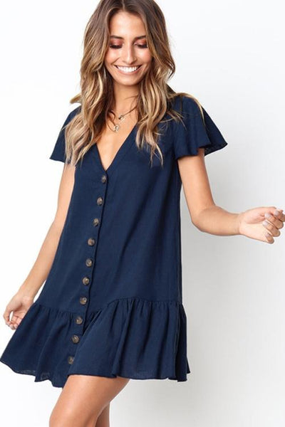 Loose Button Up Mini Dress – TheGlamourLady.com