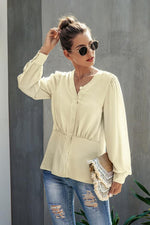 Load image into Gallery viewer, V-Neck Buttons Long Sleeve Blouse
