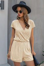 Load image into Gallery viewer, V-Neck Lace Plain One Piece Shorts
