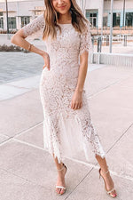 Load image into Gallery viewer, Lace Short Sleeve Mermaid Dress
