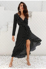 Load image into Gallery viewer, Black Polka Dotted Maxi Dress
