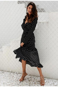 Black Polka Dotted Maxi Dress