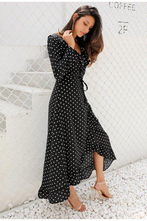Black Polka Dotted Maxi Dress – TheGlamourLady.com