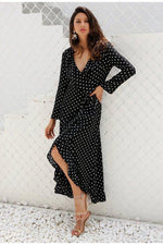 Load image into Gallery viewer, Black Polka Dotted Maxi Dress
