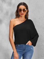 Load image into Gallery viewer, Bell Sleeve One Shoulder Solid Top
