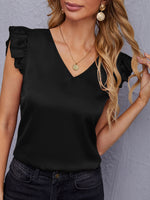 Load image into Gallery viewer, Ruffle Armhole V Neck Blouse
