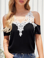 Load image into Gallery viewer, Trim Cold Contrast Guipure Lace Shoulder Top

