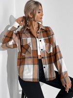 Load image into Gallery viewer, Pocket Plaid Flap Blouse
