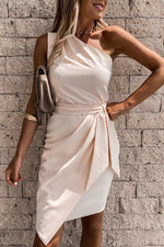 Load image into Gallery viewer, One Shoulder Belted Mini Dress
