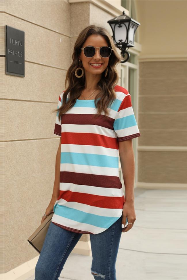 Iridescent Striped Short Sleeve T-Shirt