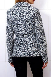 Leopard Turn-Down Collar Belt Coat