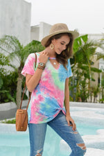 Load image into Gallery viewer, Tie Dyed Hollow Neckline T-Shirt
