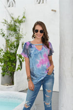 Load image into Gallery viewer, Tie Dyed Hollow Neckline T-Shirt
