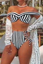 Load image into Gallery viewer, Stripe Vintage High Waist Bikini
