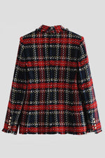 Load image into Gallery viewer, Double Breasted Frayed Checked Tweed Blazer
