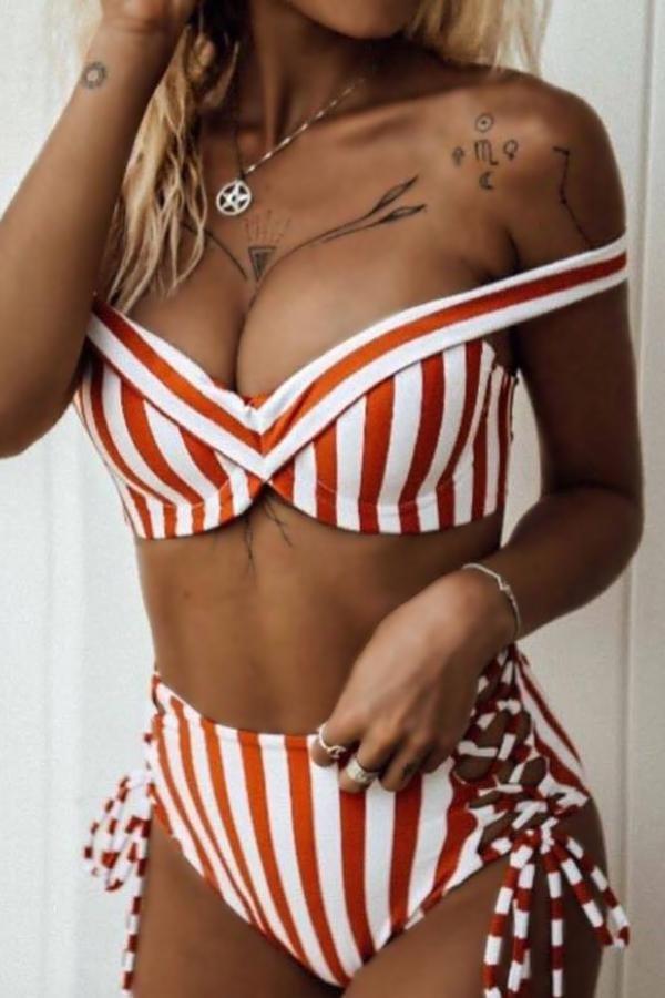 Stripe Vintage High Waist Bikini