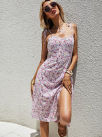 Load image into Gallery viewer, Split Thigh Ditsy Floral Cami Midi Dress
