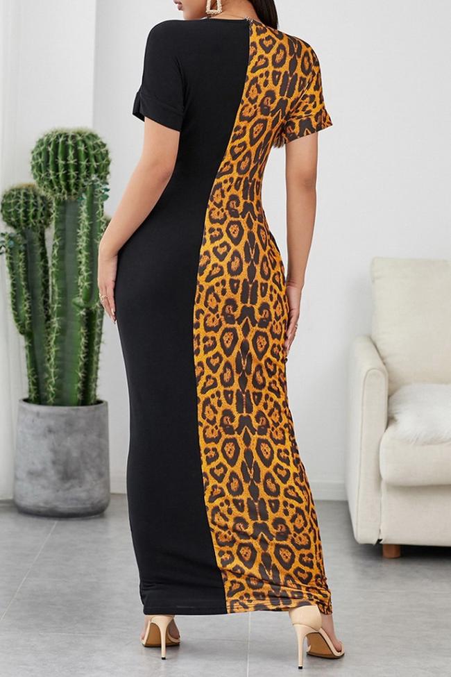 Leopards Patchwork Long Dress