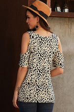 Load image into Gallery viewer, Leopard Round Neck Off Shoulder Top
