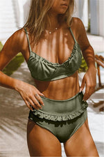 Load image into Gallery viewer, Print Gathered High Waist Bikini Set
