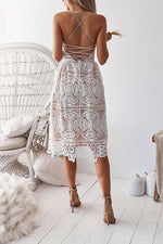 Load image into Gallery viewer, Backless Lace Midi Dress
