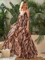 Load image into Gallery viewer, Cold Shoulder Tie Dye Belted Wrap Maxi Dress

