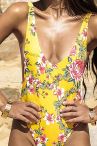 Floral Print Open Back One-Piece Swimsuit