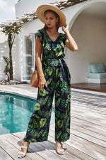 Load image into Gallery viewer, Forest Floral Wide Legs Jumpsuit

