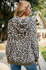 Load image into Gallery viewer, Leopard Front Pocket Drawstring Hoodie
