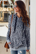 Load image into Gallery viewer, Leopard Front Pocket Drawstring Hoodie
