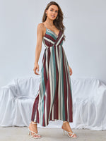 Load image into Gallery viewer, Striped Wrap Detail Cami Maxi Dress
